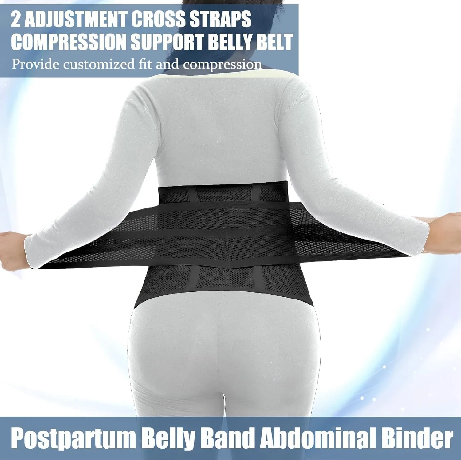 ChongErfei Postpartum Belly Band & Abdominal Binder Post Surgery Compression Wrap Recovery Support Belt (XL, Black)