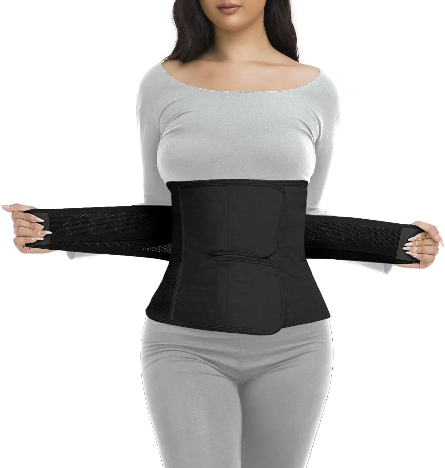ChongErfei Postpartum Belly Band & Abdominal Binder Post Surgery Compression Wrap Recovery Support Belt (XL, Black)