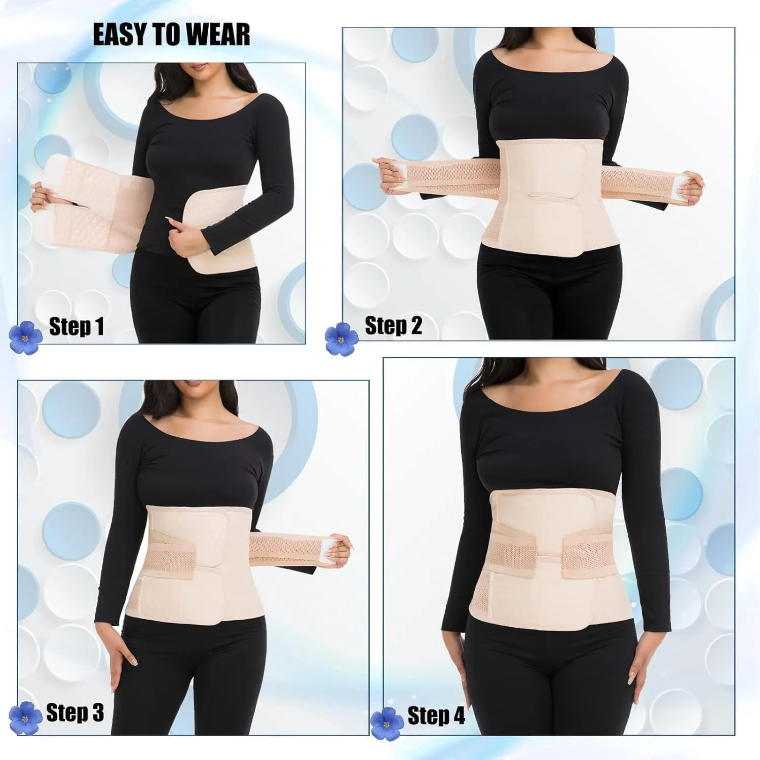 ChongErfei Postpartum Belly Band & Abdominal Binder Post Surgery Compression Wrap Recovery Support Belt (XL, Black)