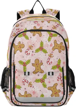 Christmas Gingerbread and Snowflakes laptop backpack travel work backpack multifunctional adjustable shoulder straps suitable for work, travel, leisure for both men and women 17.7"