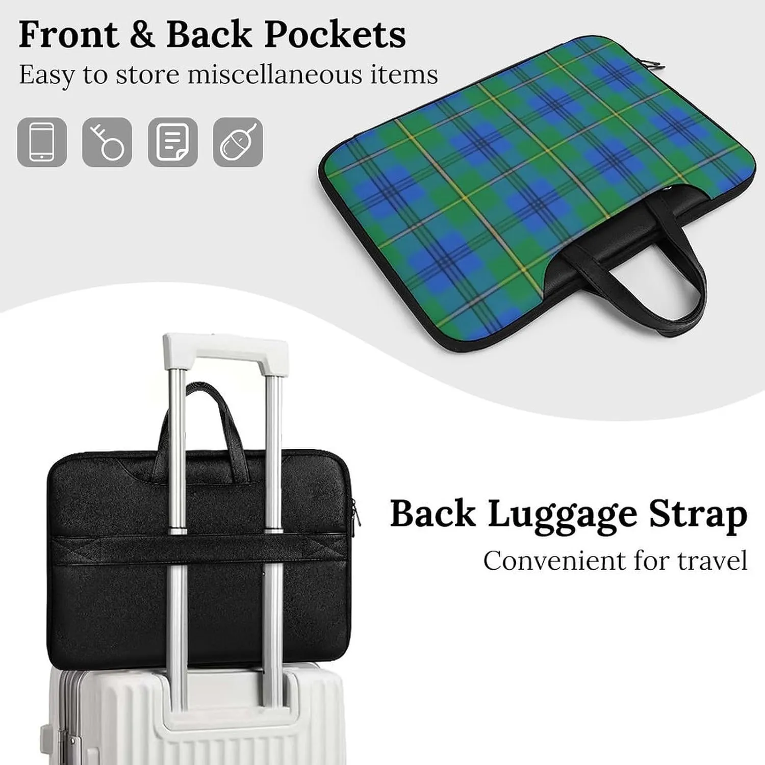 Clan Rutherford Tartan Handheld Single Shoulder Crossbody Laptop Bag Unisex