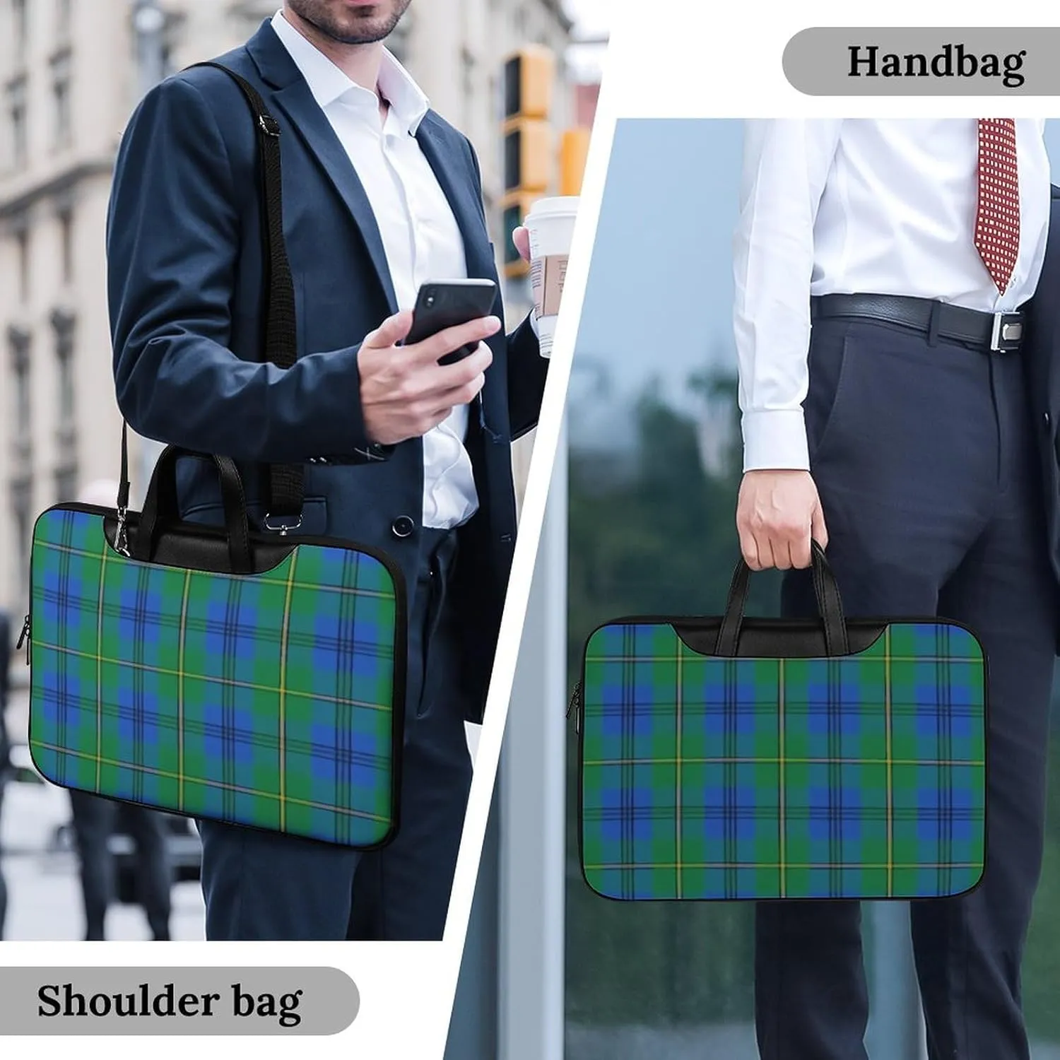 Clan Rutherford Tartan Handheld Single Shoulder Crossbody Laptop Bag Unisex