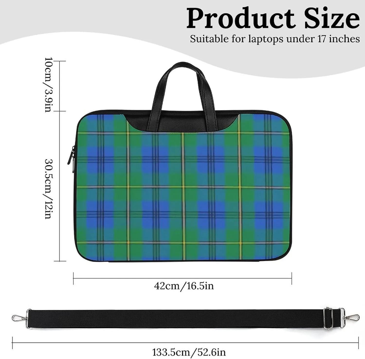 Clan Rutherford Tartan Handheld Single Shoulder Crossbody Laptop Bag Unisex