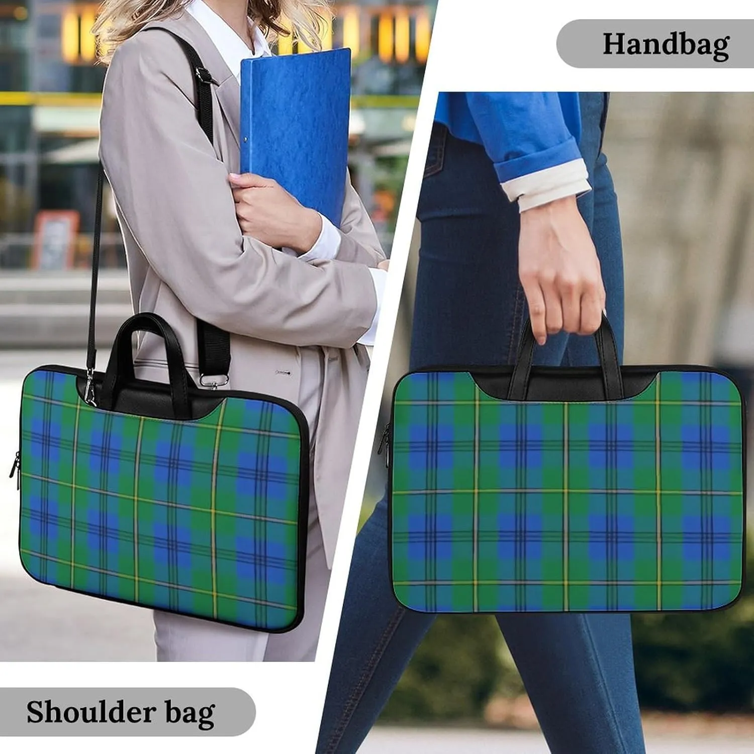 Clan Rutherford Tartan Handheld Single Shoulder Crossbody Laptop Bag Unisex