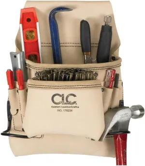 CLC Custom Leathercraft 178234 Carpenter's Nail and Tool Bag Reversed Top Grain, 8-Pocket , White