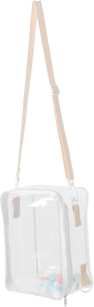 Clear Doll Storage Bag with Strap Portable Organizer for Mini Figures Dustproof Display Case with Zipper Closure Crossbody Shoulder Carrying Style for Action