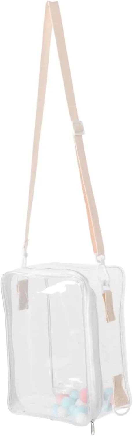 Clear Doll Storage Bag with Strap Portable Organizer for Mini Figures Dustproof Display Case with Zipper Closure Crossbody Shoulder Carrying Style for Action