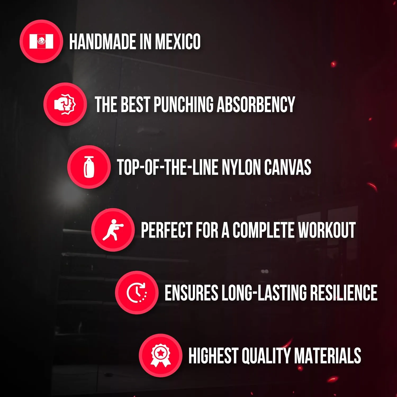 CLETO REYES Heavy Punching Bag for Adults Boxing Training Equipment, MMA, Kickboxing, Muay Thai, Nylon-Canvas, Large, Classic Red