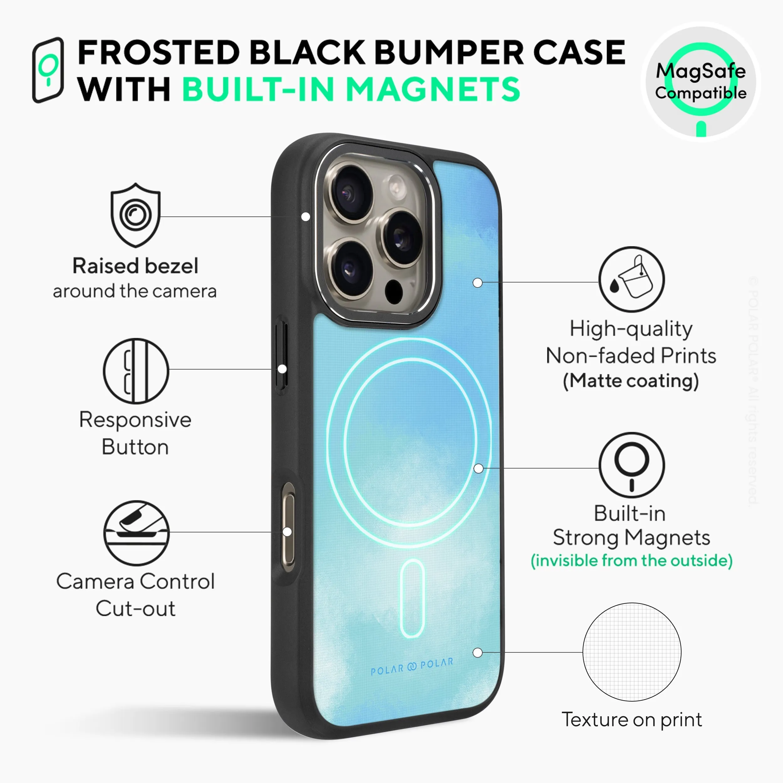 Clouds in Spring - iPhone 16 Pro Frosted Black Bumper MagSafe Case