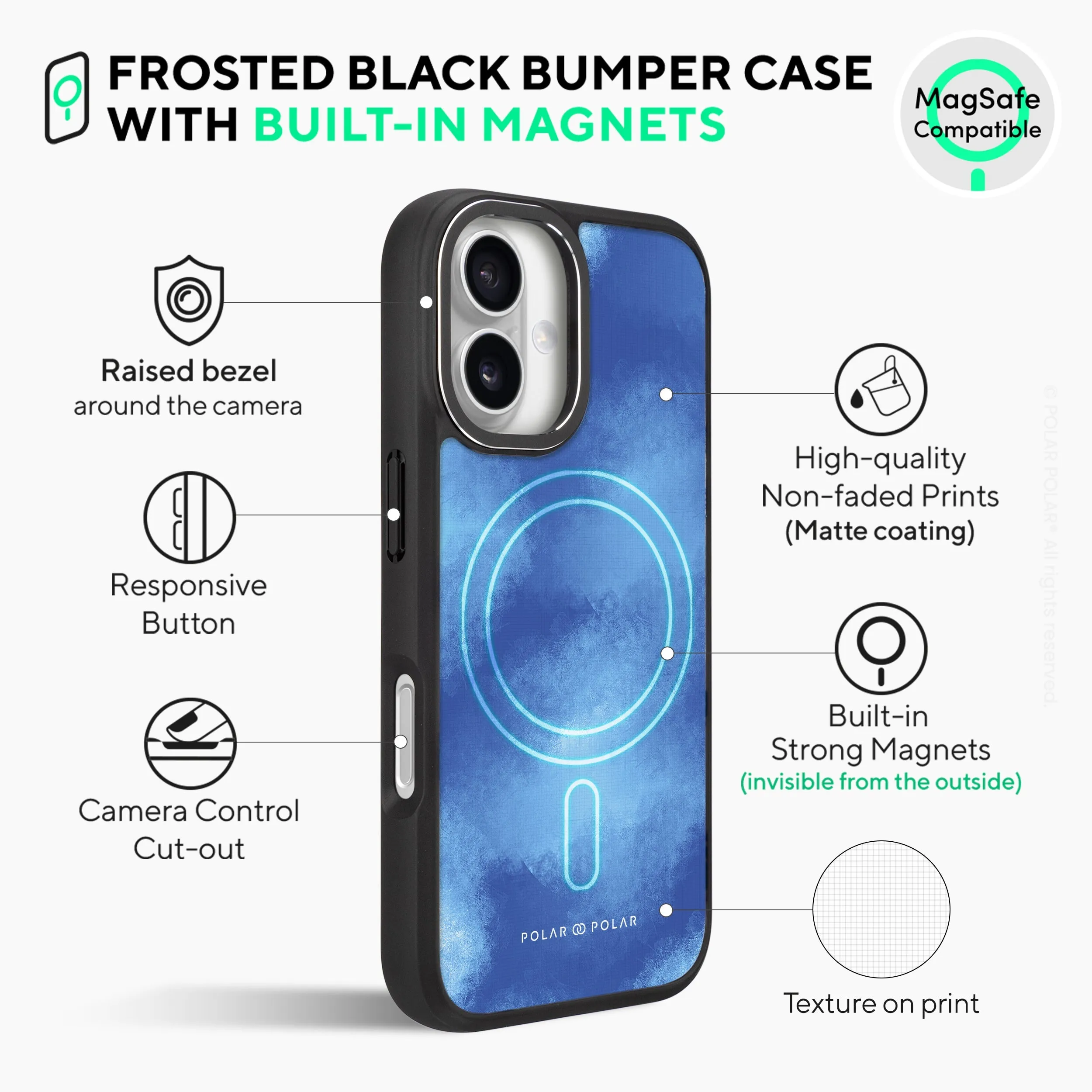 Clouds in Summer - iPhone 16 Plus Frosted Black Bumper MagSafe Case
