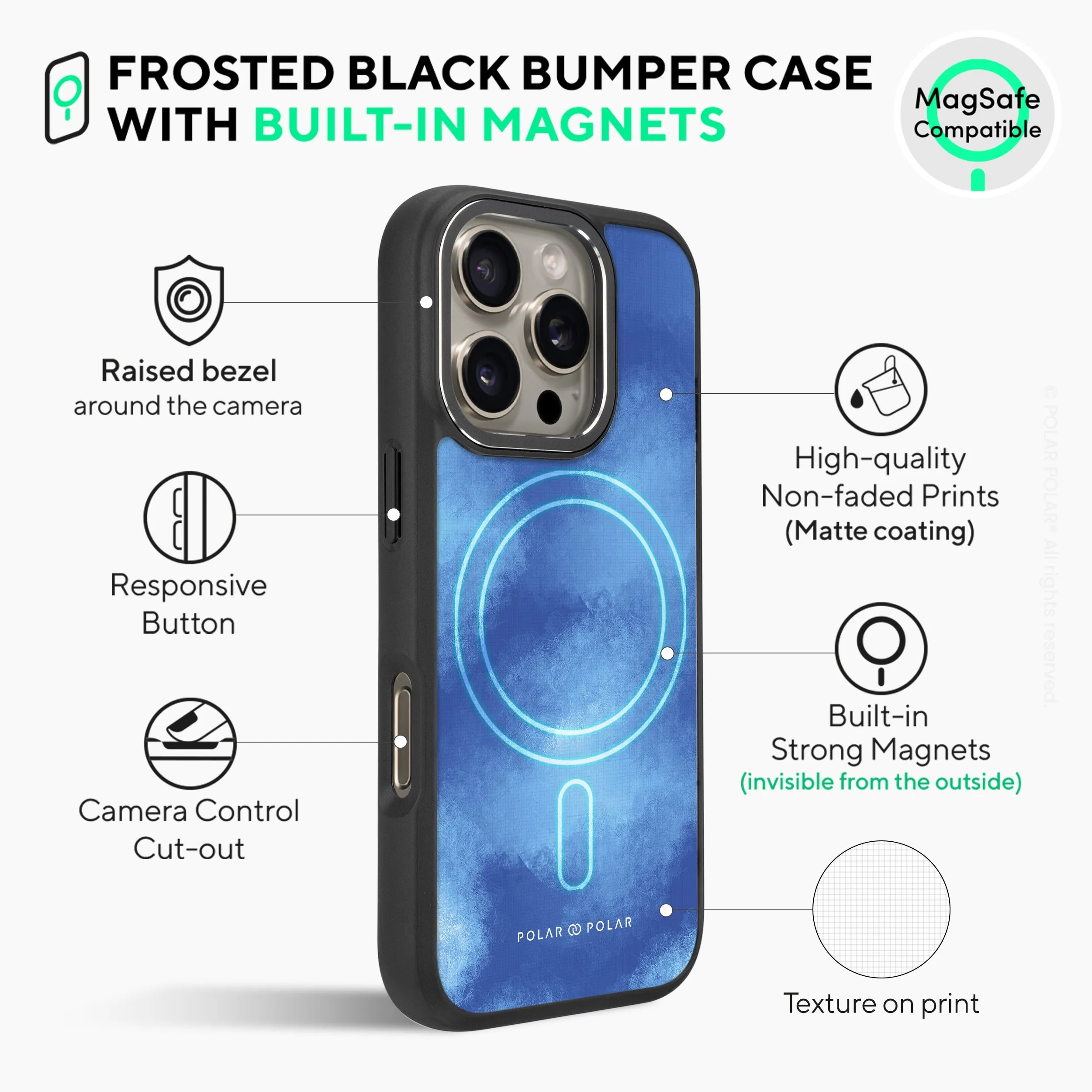 Clouds in Summer - iPhone 16 Pro Max Frosted Black Bumper MagSafe Case