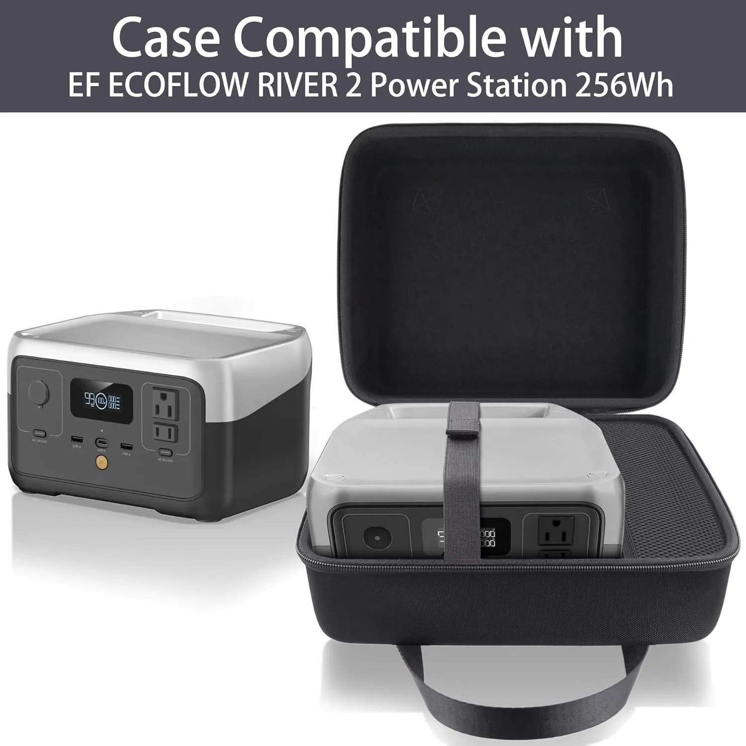 co2CREA Hard Travel Case Compatible with EF ECOFLOW Portable Power Station RIVER 2, 256Wh LiFePO4 Battery Power Station (Case Only)