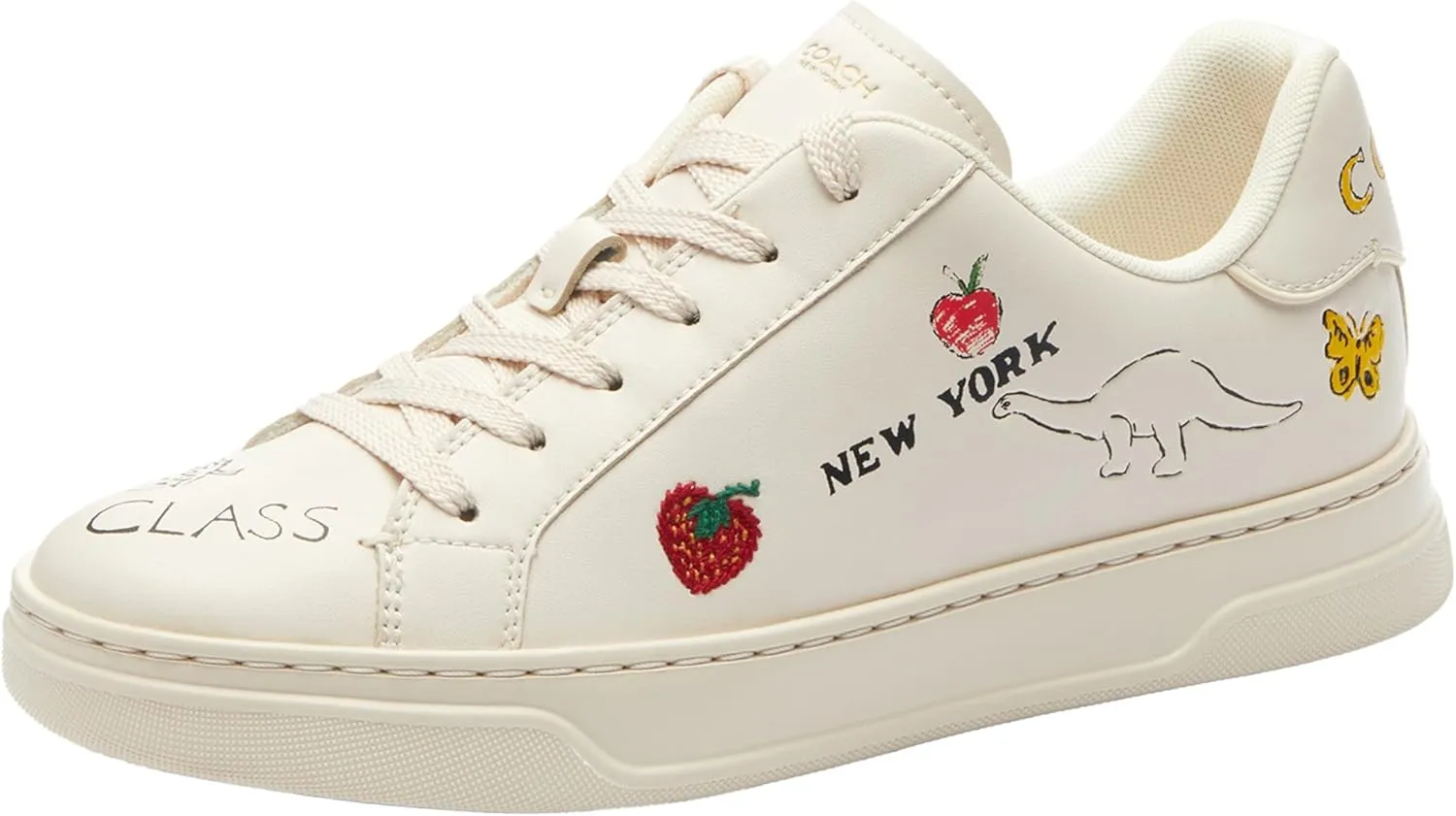 Coach Women's High Line Sneaker with Sketch Print, Charcoal/Black, 8.5