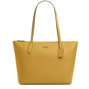 Coach Zip Top Tote Bag in Crossgrain Leather in Flax 2 4454