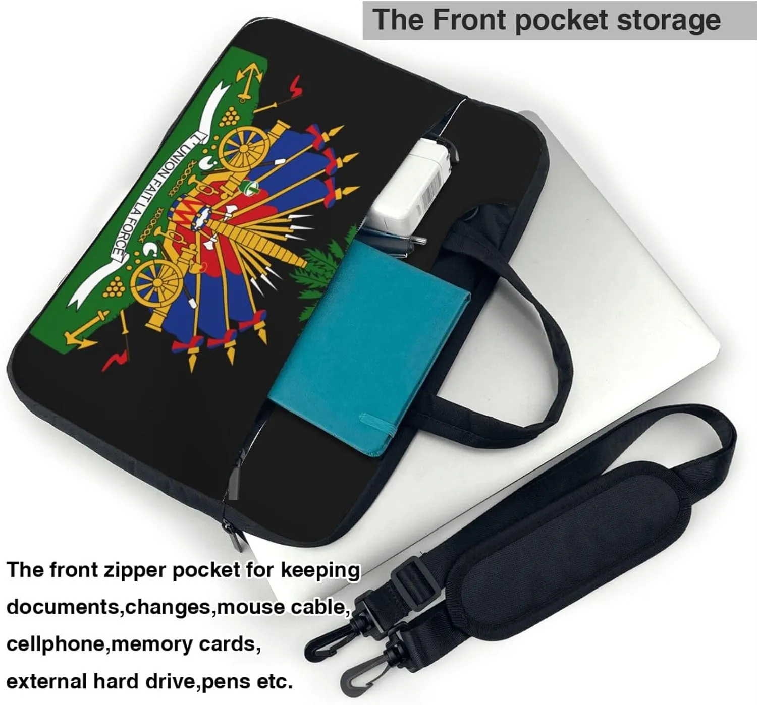 Coat Of Arms Of Haiti 3d Pattern Laptop Bag Shoulder Bag Computer Notebook Briefcase Messenger Bag