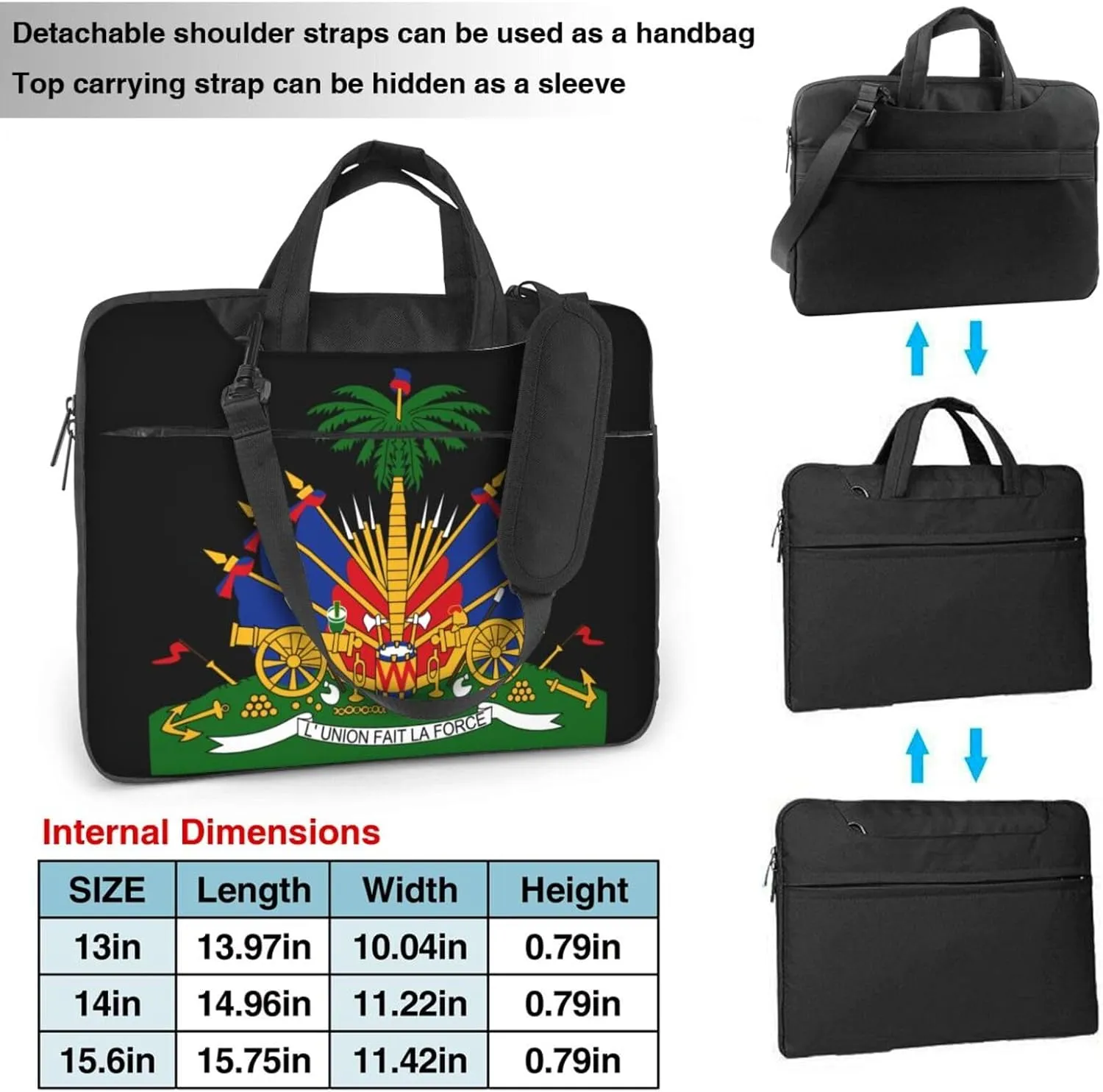 Coat Of Arms Of Haiti 3d Pattern Laptop Bag Shoulder Bag Computer Notebook Briefcase Messenger Bag