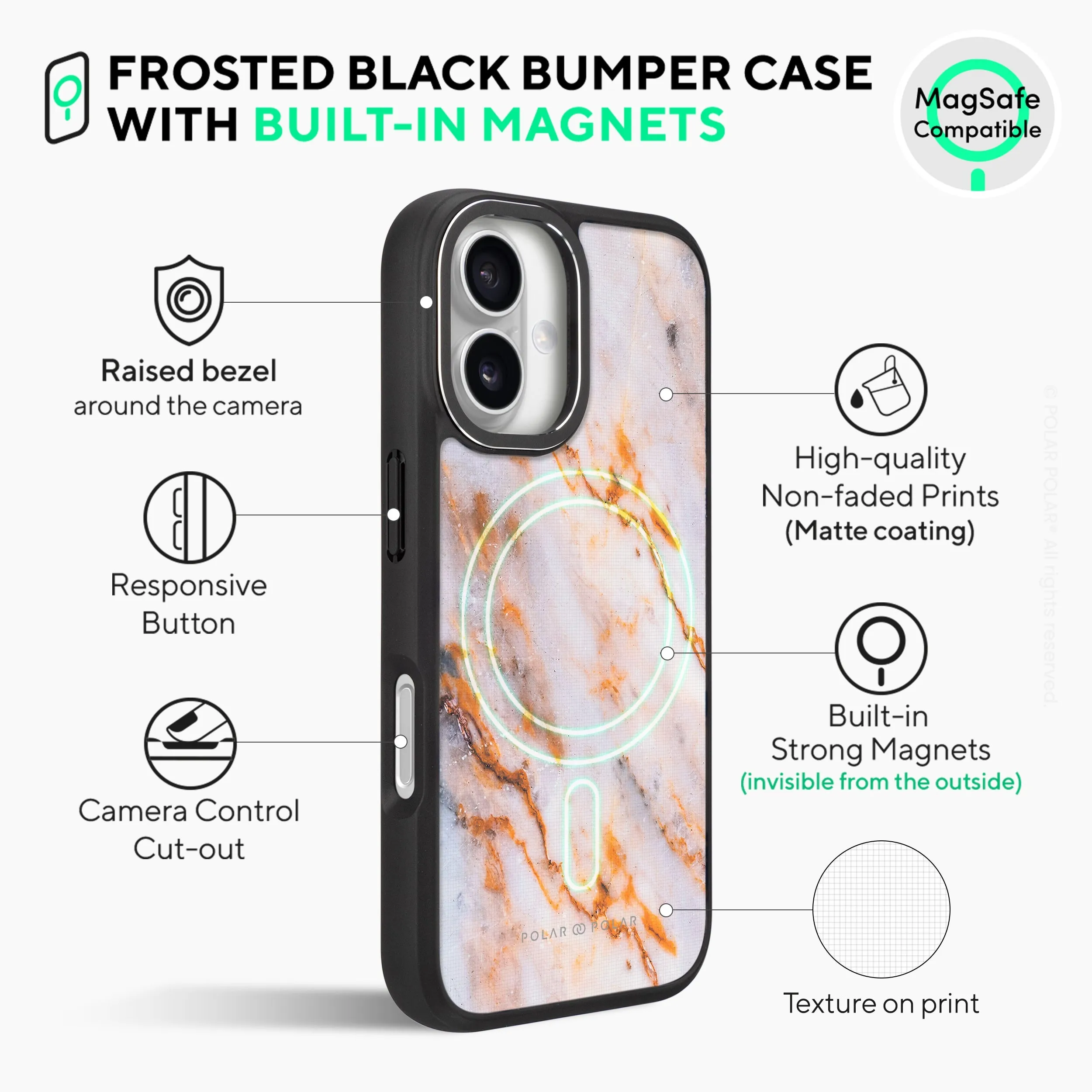Coffee Cream - iPhone 16 Pro Frosted Black Bumper MagSafe Case