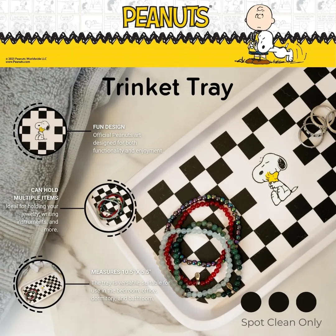 Collectibles Peanuts Snoopy Checkered Trinket Tray Jewelry Dish (Officially Licensed Product) by Franco