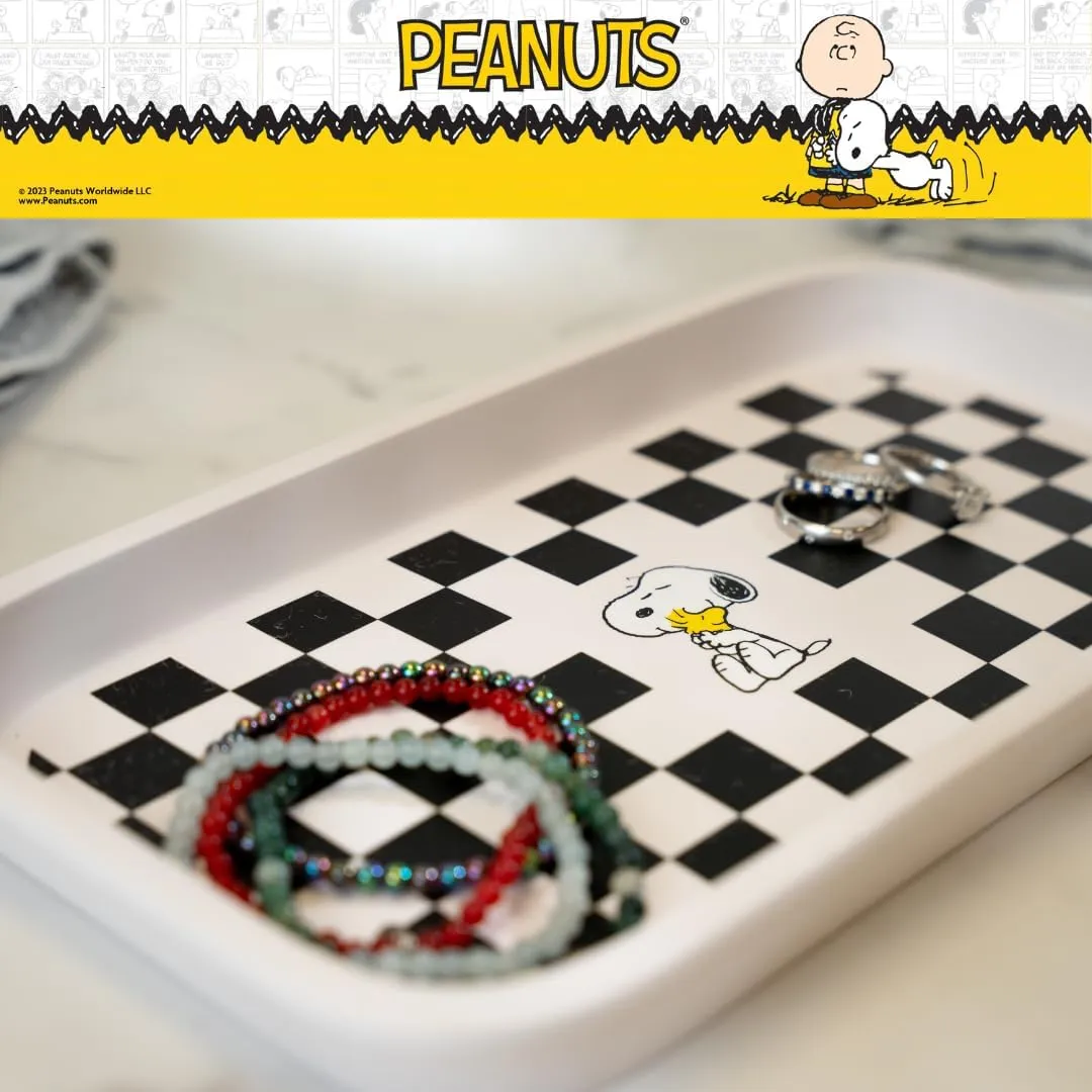 Collectibles Peanuts Snoopy Checkered Trinket Tray Jewelry Dish (Officially Licensed Product) by Franco