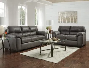 Comfortable 2-Piece Contemporary Living Room Set with Pillow-top Arms, Sofa and Loveseat in Sequoia Ash