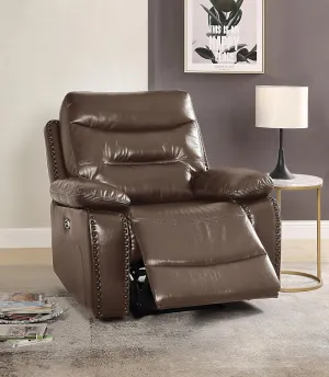 Comfortable Brown Power Recliner with Plush Pillow Top Arm, Adjustment with Push Button, Relaxing Evenings