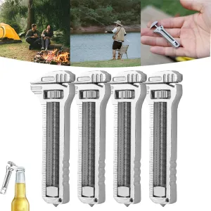Compact Titanium Multitool, Compact Titanium Multitool Wrench, Multifunctional Adjustable Wrench Alloy Tool, Mini Portable Bottle Opener, For Outdoor Camping Hiking Backpacking Repairing (4, silver)