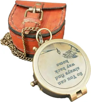 Compass Vintage Brass Compass Engraved Poem Pocket Compass with Leather Case Adventure Hiking Survival Tool Antique Collectible Compass Gift by THEMEDIEVALMARTCITY