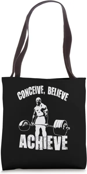 Conceive Believe Achieve - Gym Workout Fitness Motivational Tote Bag