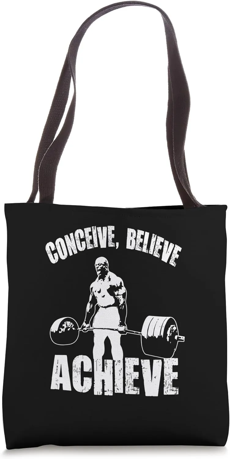 Conceive Believe Achieve - Gym Workout Fitness Motivational Tote Bag