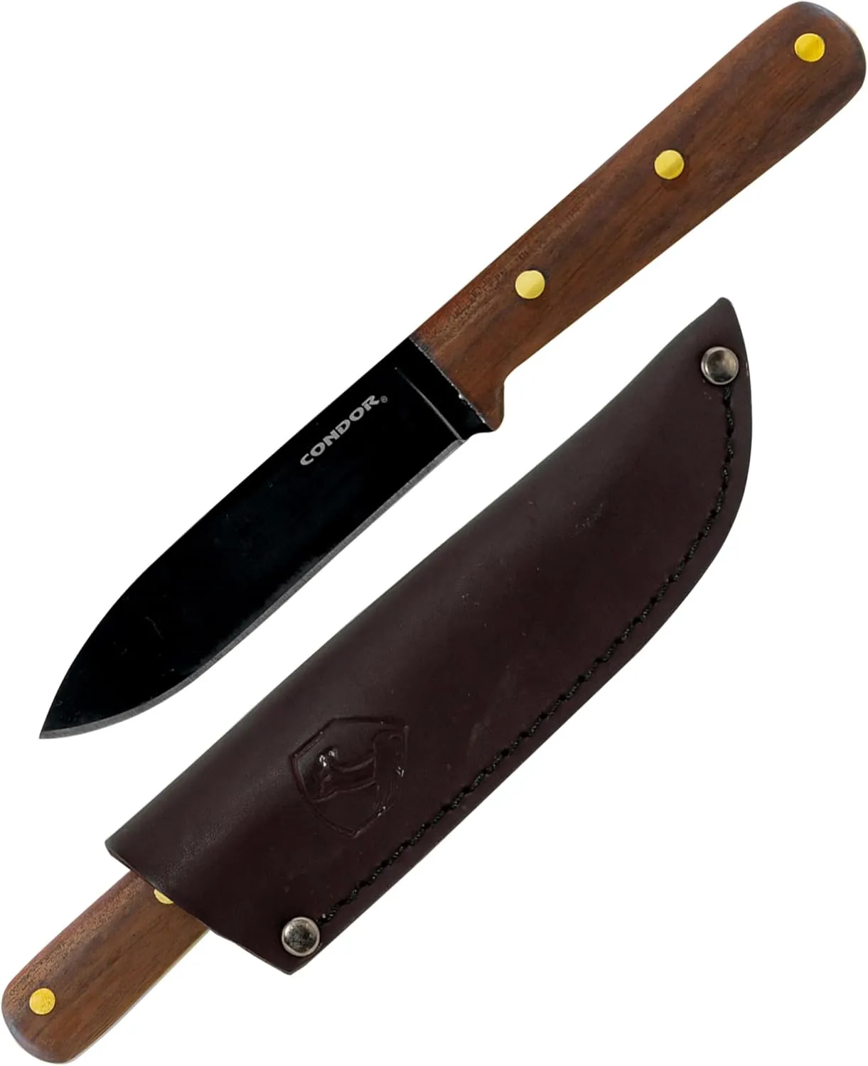Condor Tool & Knife Kephart Knife 4 1/2 Inch W/Leather Sheath - 1075 High-Carbon Steel Blade - Ergonomic Walnut Handle for Precise Control - Ideal for Survival, Camping, and Outdoor Adventures
