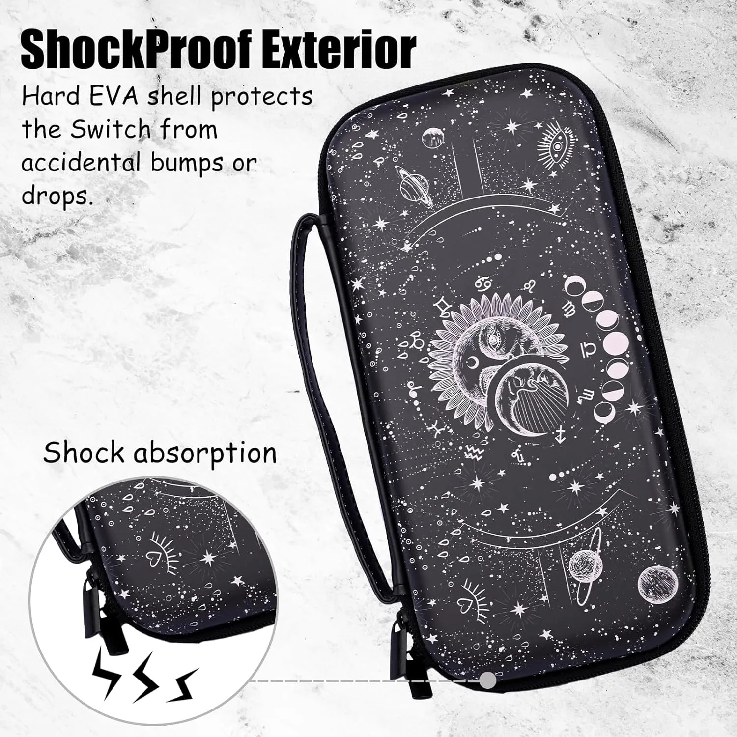 Constellation Magic Moon Sun Carry Case Compatible With Nintendo Switch Lite And Switch Oled, Hard Portable Travel Storage Bag For Accessories Console