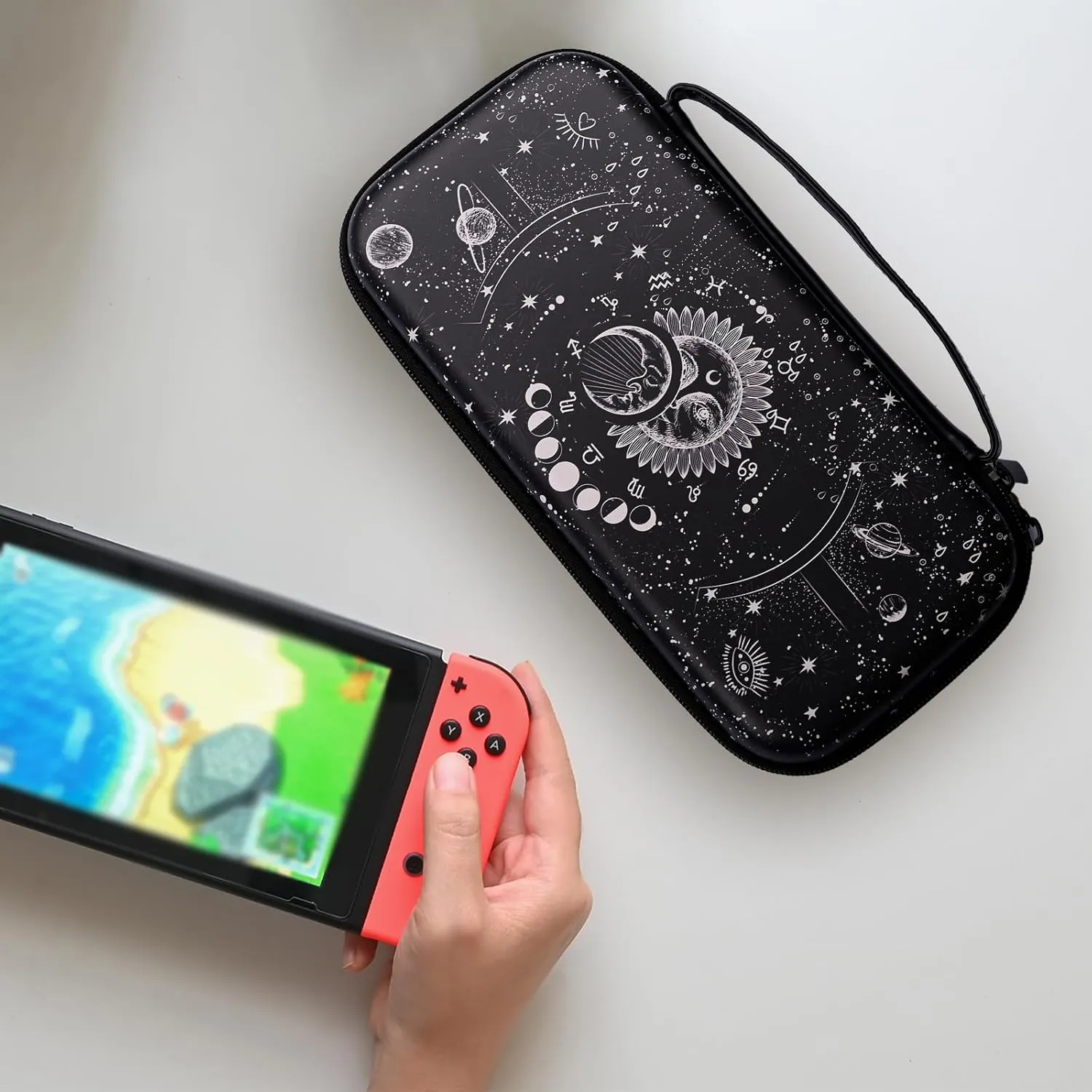 Constellation Magic Moon Sun Carry Case Compatible With Nintendo Switch Lite And Switch Oled, Hard Portable Travel Storage Bag For Accessories Console