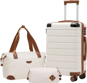 Coolife Luggage Set Suitcase 3 Piece Set Carry On Travel Luggage TSA Lock Spinner Wheels Aluminum Corner Protectors Hard Shell Lightweight Suitcase Set