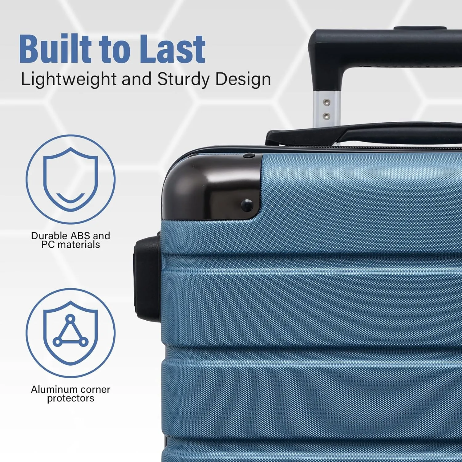 Coolife Luggage Set Suitcase 3 Piece Set Carry On Travel Luggage TSA Lock Spinner Wheels Aluminum Corner Protectors Hard Shell Lightweight Suitcase Set