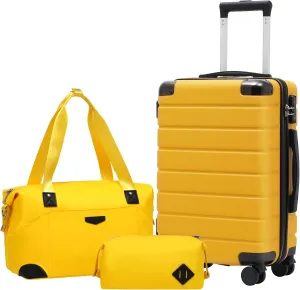 Coolife Luggage Set Suitcase 3 Piece Set Carry On Travel Luggage TSA Lock Spinner Wheels Aluminum Corner Protectors Hard Shell Lightweight Suitcase Set