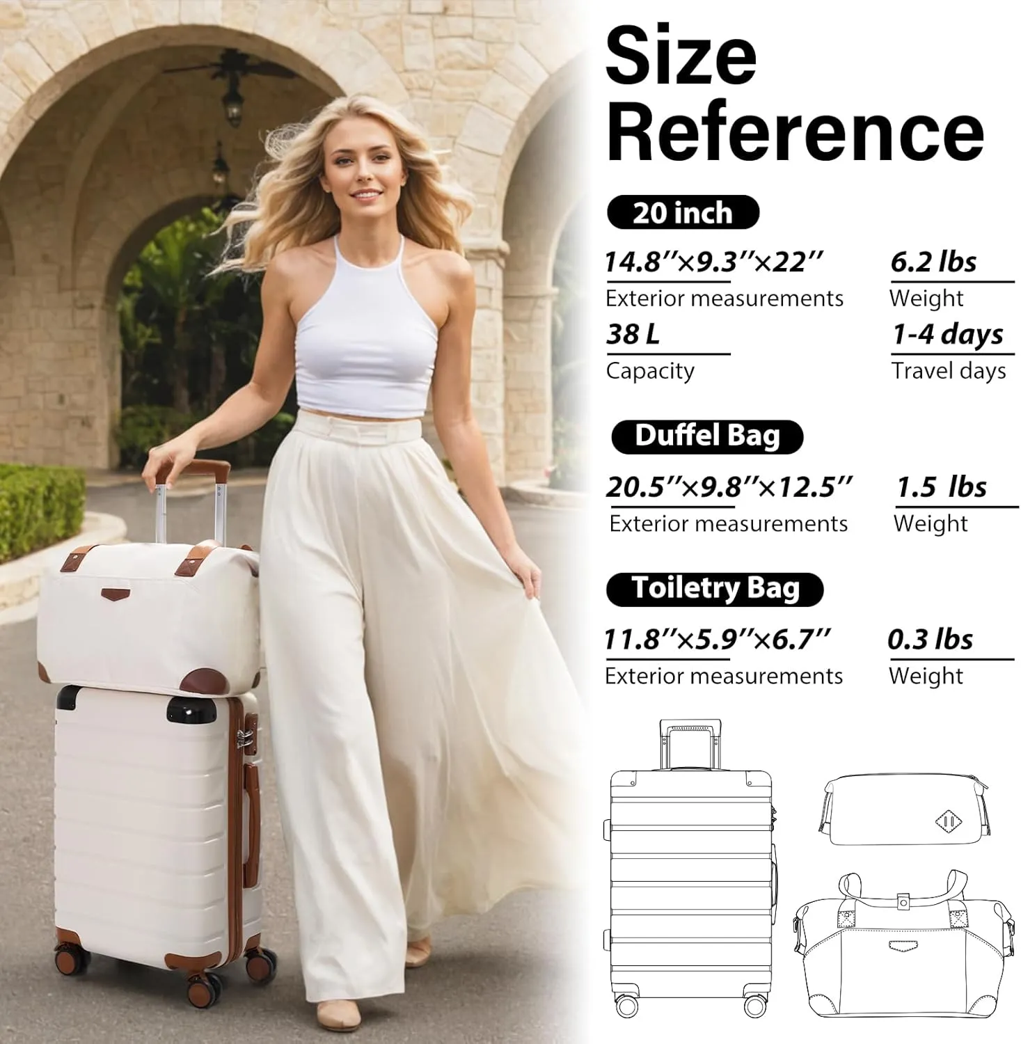 Coolife Luggage Set Suitcase 3 Piece Set Carry On Travel Luggage TSA Lock Spinner Wheels Aluminum Corner Protectors Hard Shell Lightweight Suitcase Set