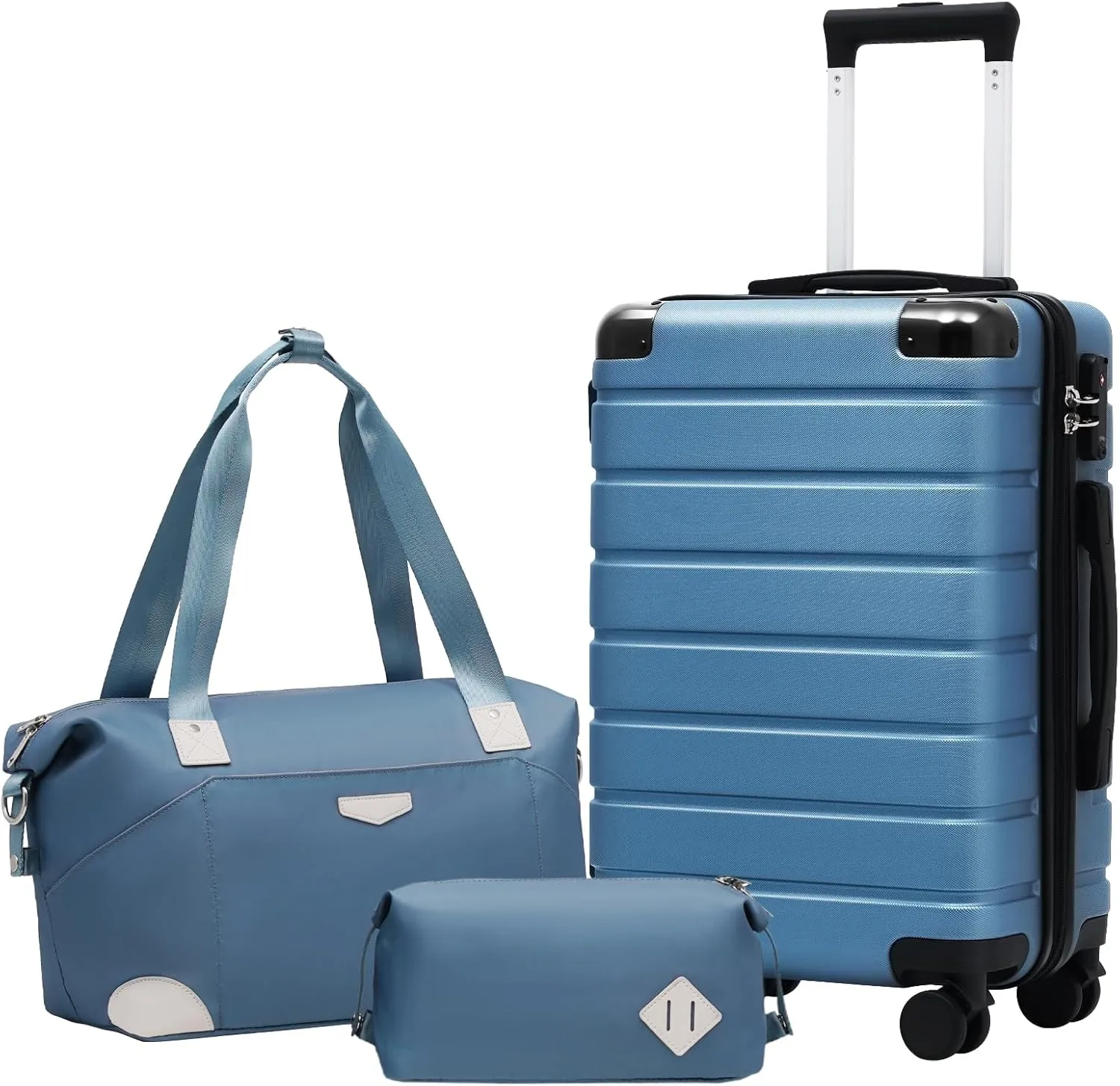 Coolife Luggage Set Suitcase 3 Piece Set Carry On Travel Luggage TSA Lock Spinner Wheels Aluminum Corner Protectors Hard Shell Lightweight Suitcase Set