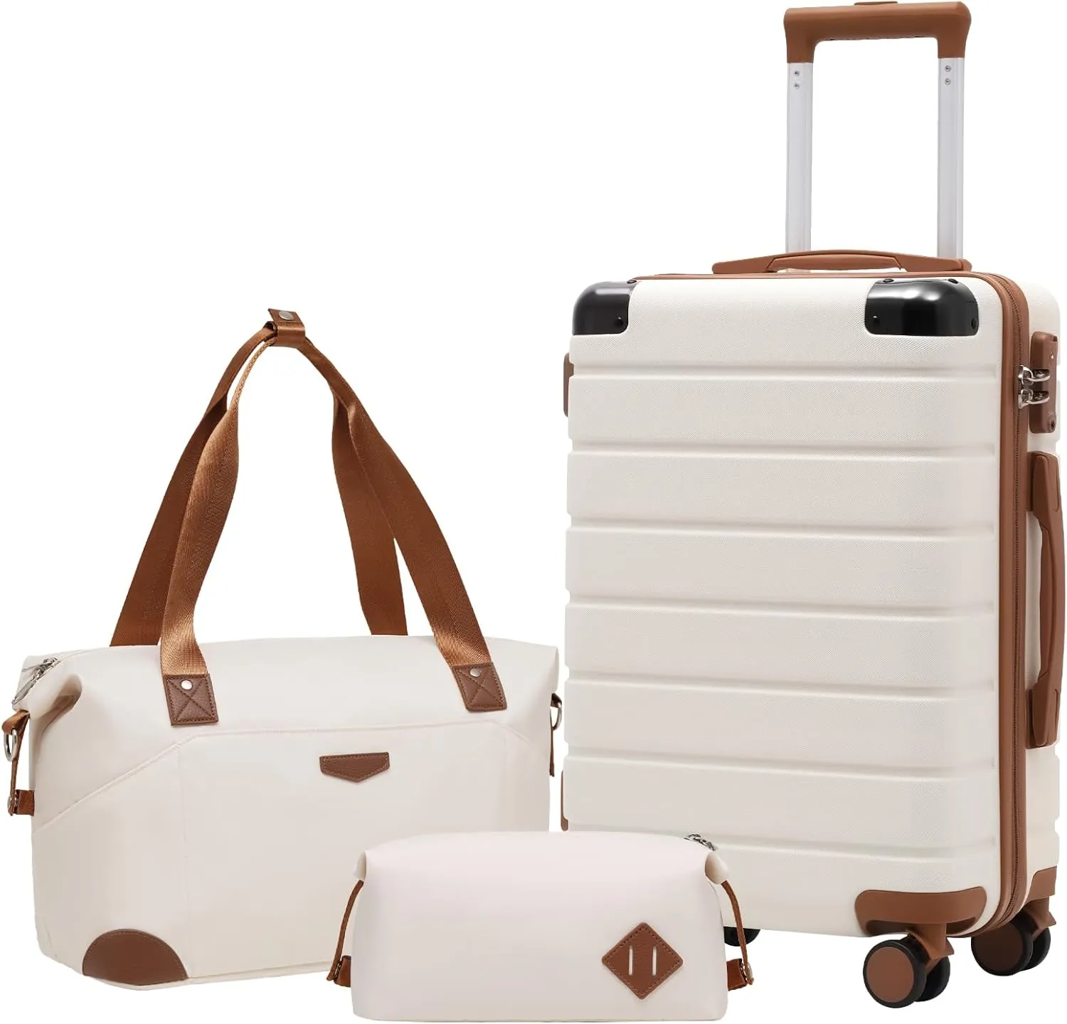 Coolife Luggage Set Suitcase 3 Piece Set Carry On Travel Luggage TSA Lock Spinner Wheels Aluminum Corner Protectors Hard Shell Lightweight Suitcase Set