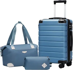 Coolife Luggage Set Suitcase 3 Piece Set Carry On Travel Luggage TSA Lock Spinner Wheels Aluminum Corner Protectors Hard Shell Lightweight Suitcase Set