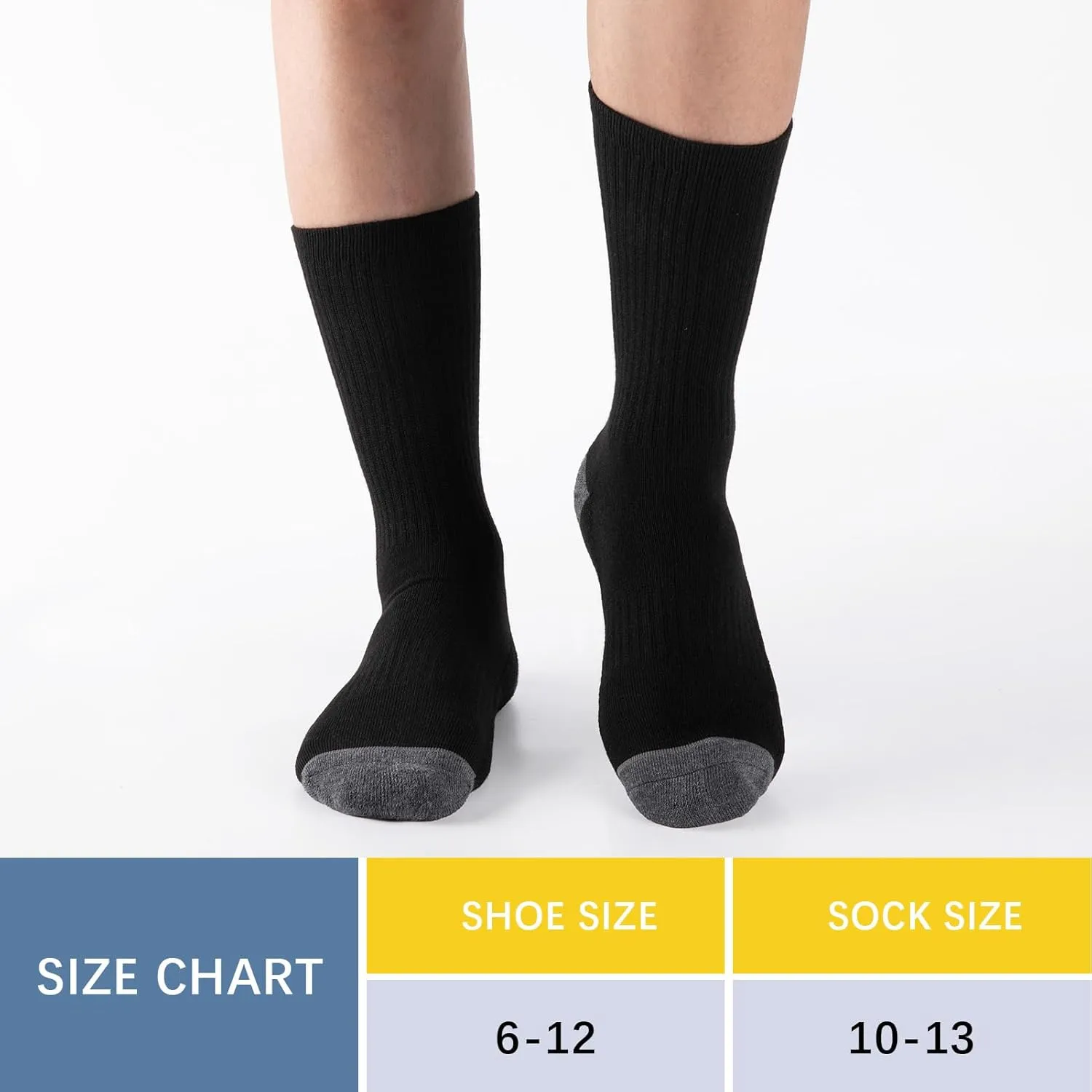 COOVAN 8 Pairs Mens Athletic Crew Socks Moisture Wicking Heavy Duty Cushioned Work Socks with Reinforced Heel and Toe
