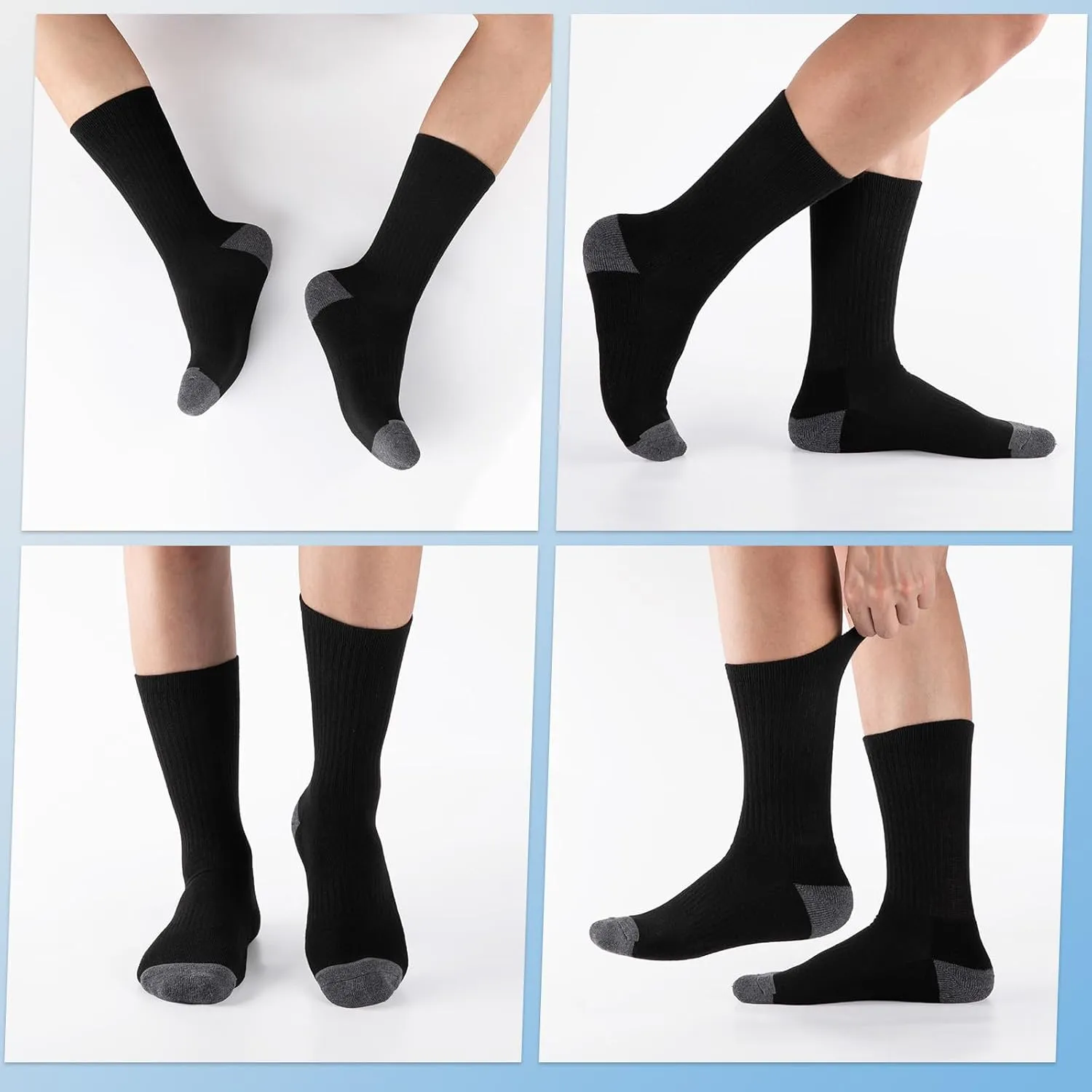 COOVAN 8 Pairs Mens Athletic Crew Socks Moisture Wicking Heavy Duty Cushioned Work Socks with Reinforced Heel and Toe