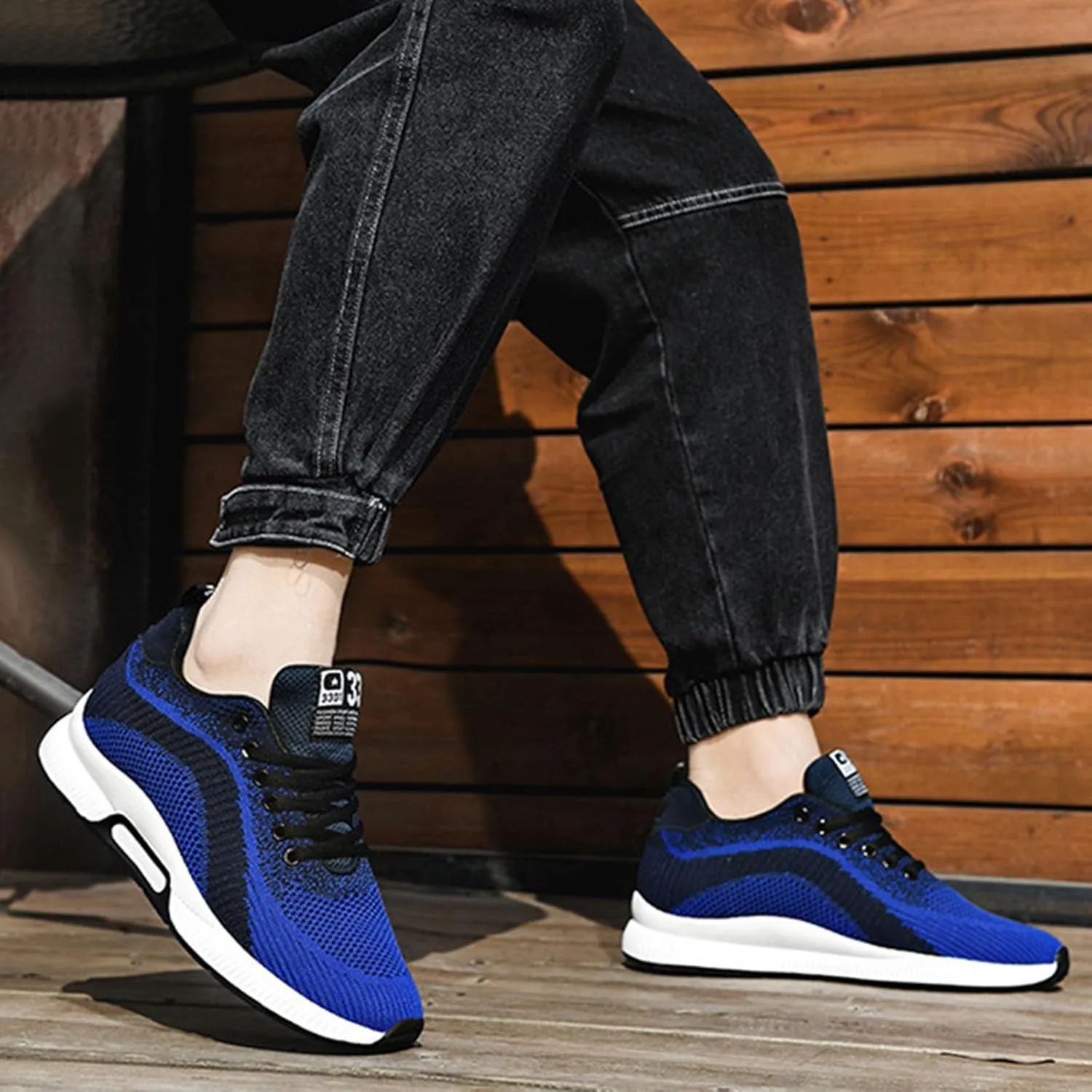 Couple Men's Elevator Shoes Men's Casual Mesh Trainers Lightweight Breathable Lace Up Sports Shoes Vintage Mens Sneaker