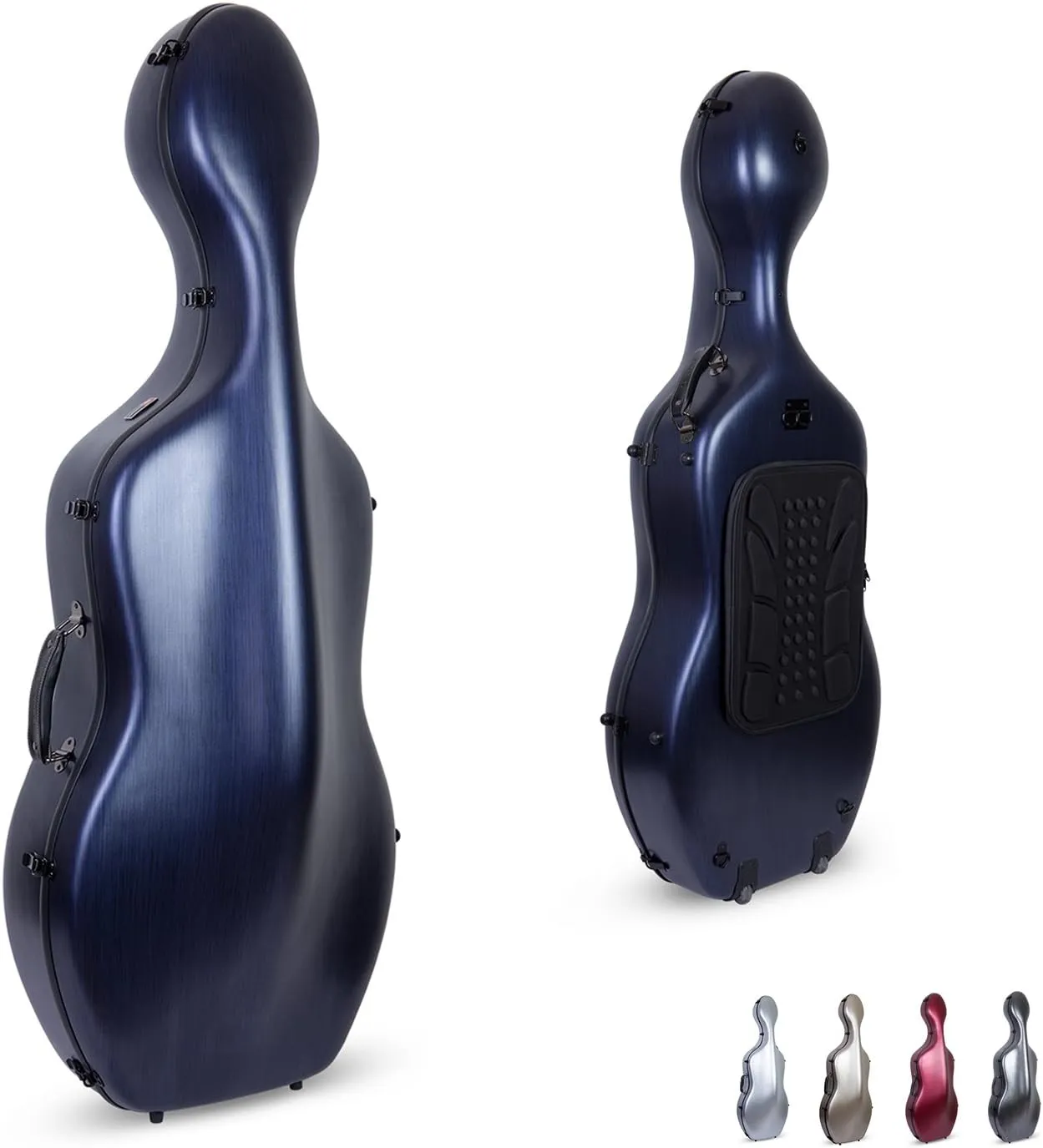 Crossrock Cello Case 4/4 Size, Lightweight Poly Carbon Composite, Backpack Available (Blue)