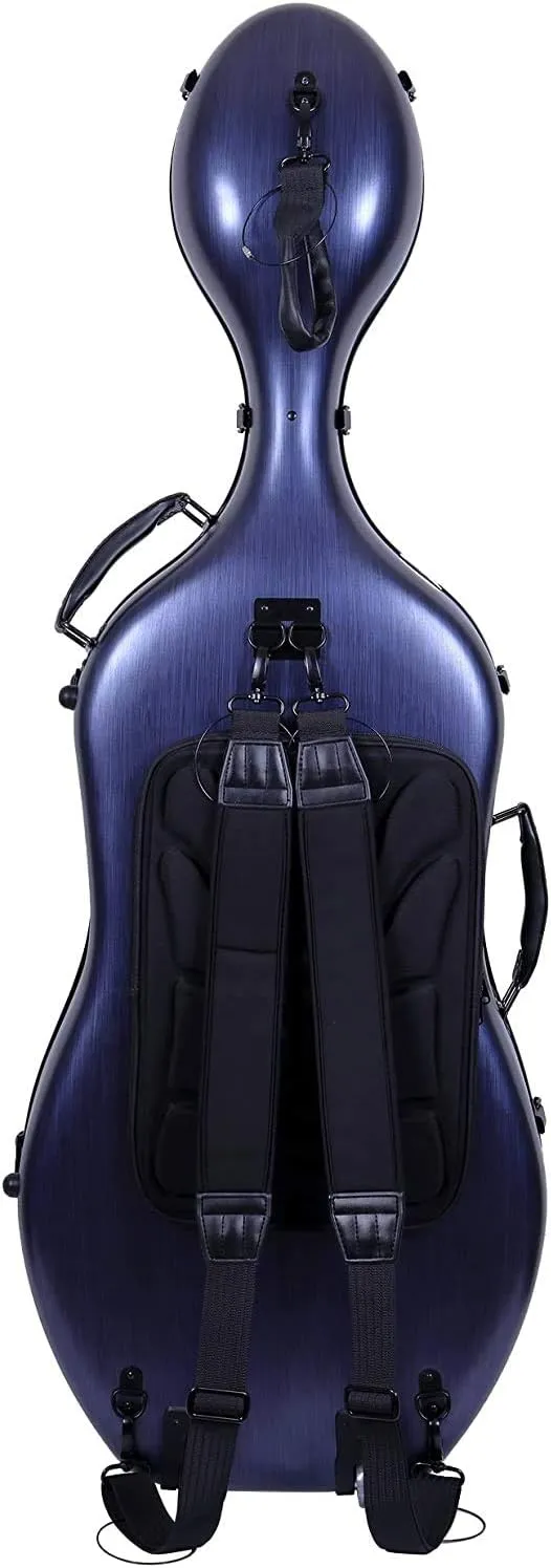 Crossrock Poly Carbon Composite Case fits for 1/2 Size Cello with Backpack and Wheels in Blue(CRF102CEHBLHT) (CRF1020CEHBLHT)