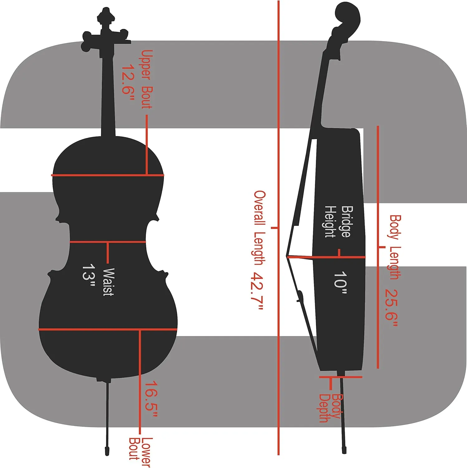 Crossrock Poly Carbon Composite Case fits for 1/2 Size Cello with Backpack and Wheels in Blue(CRF102CEHBLHT) (CRF1020CEHBLHT)