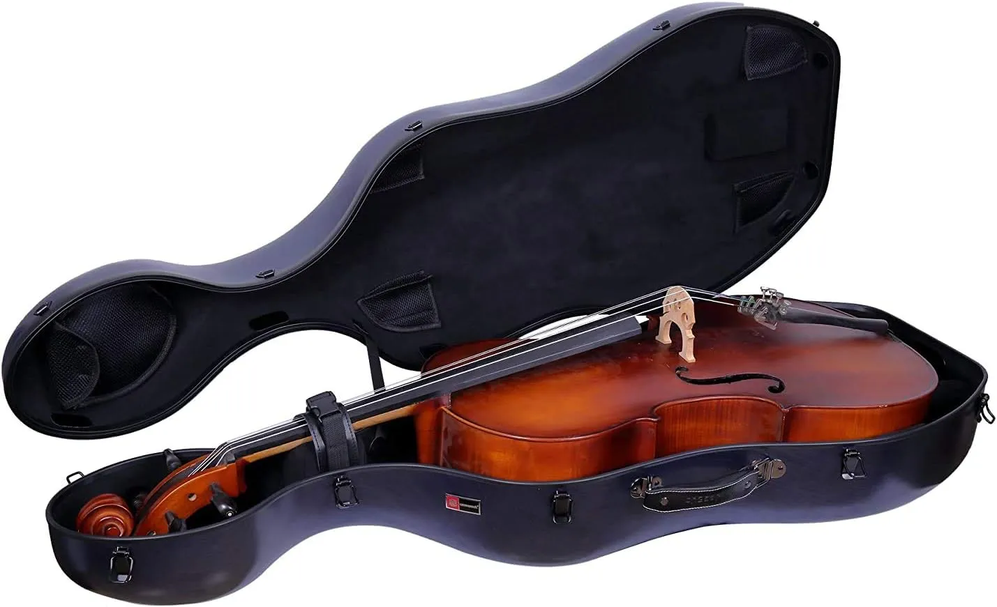Crossrock Poly Carbon Composite Case fits for 1/2 Size Cello with Backpack and Wheels in Blue(CRF102CEHBLHT) (CRF1020CEHBLHT)