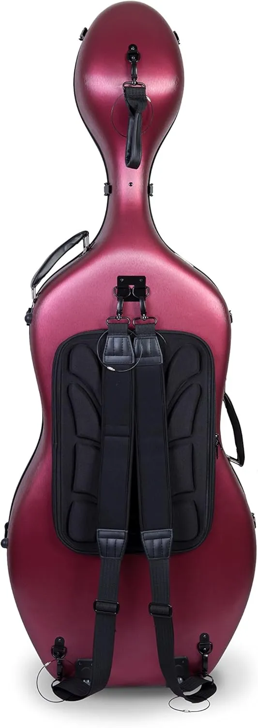 Crossrock Poly Carbon Composite Case fits for 3/4 Size Cello with Backpack and Wheels in Red(CRF102CETRDHT) (CRF1020CETRDHT)