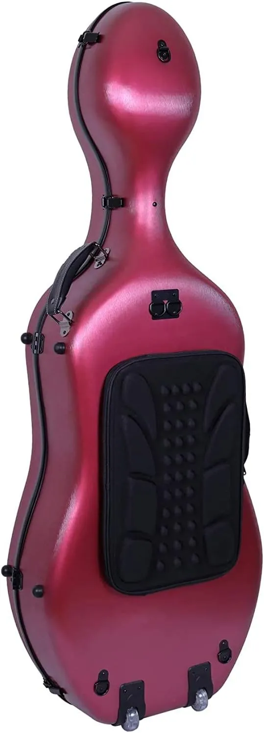 Crossrock Poly Carbon Composite Case fits for 3/4 Size Cello with Backpack and Wheels in Red(CRF102CETRDHT) (CRF1020CETRDHT)