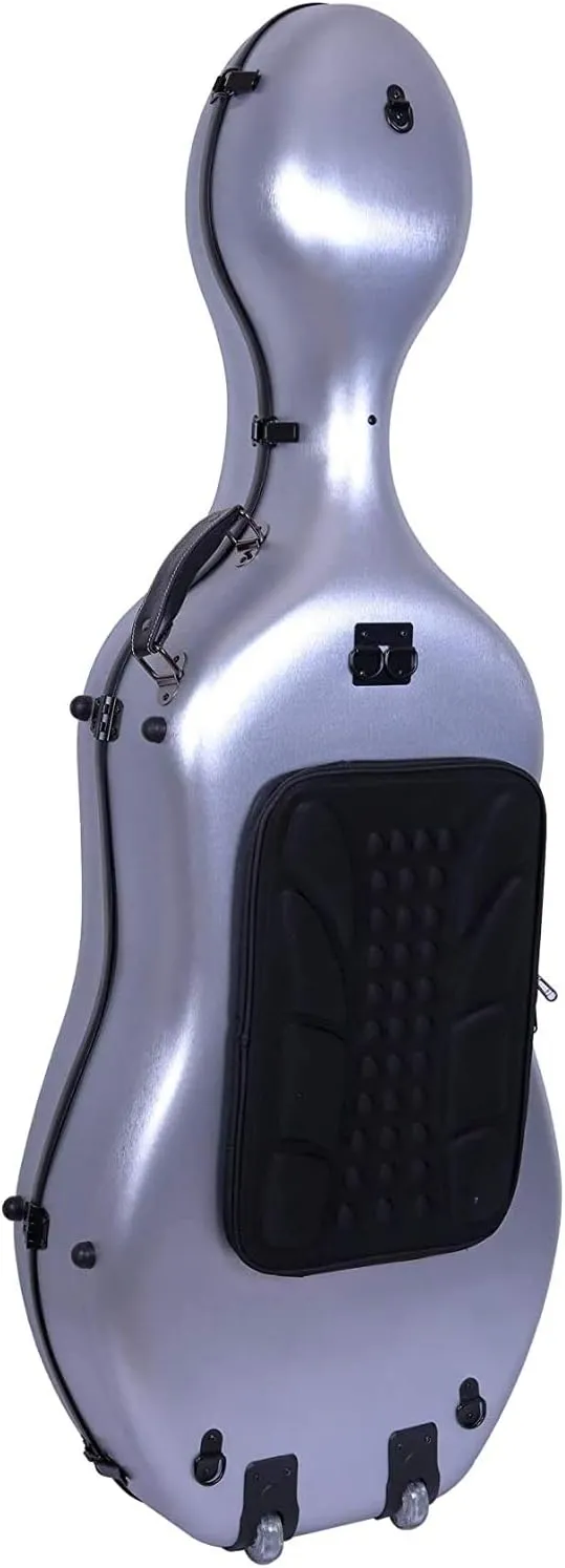 Crossrock Poly Carbon Composite Case fits for 3/4 Size Cello with Backpack and Wheels in Silver(CRF102CETSLHT) (CRF1020CETSLHT)