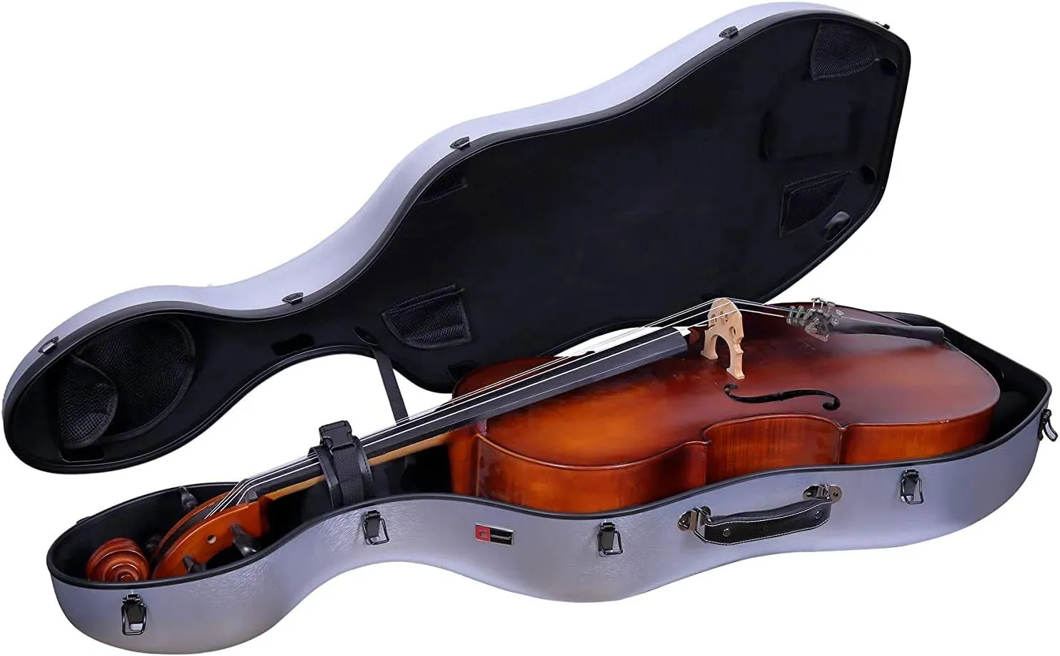 Crossrock Poly Carbon Composite Case fits for 3/4 Size Cello with Backpack and Wheels in Silver(CRF102CETSLHT) (CRF1020CETSLHT)
